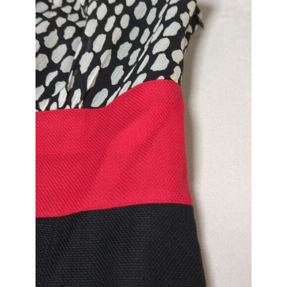 Ann Taylor Silk Cotton Colorblock Sheath Dress Black Red Polka Dot 0 - Picture 4 of 13